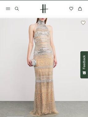 Women's Silver Sequin Halter Gown